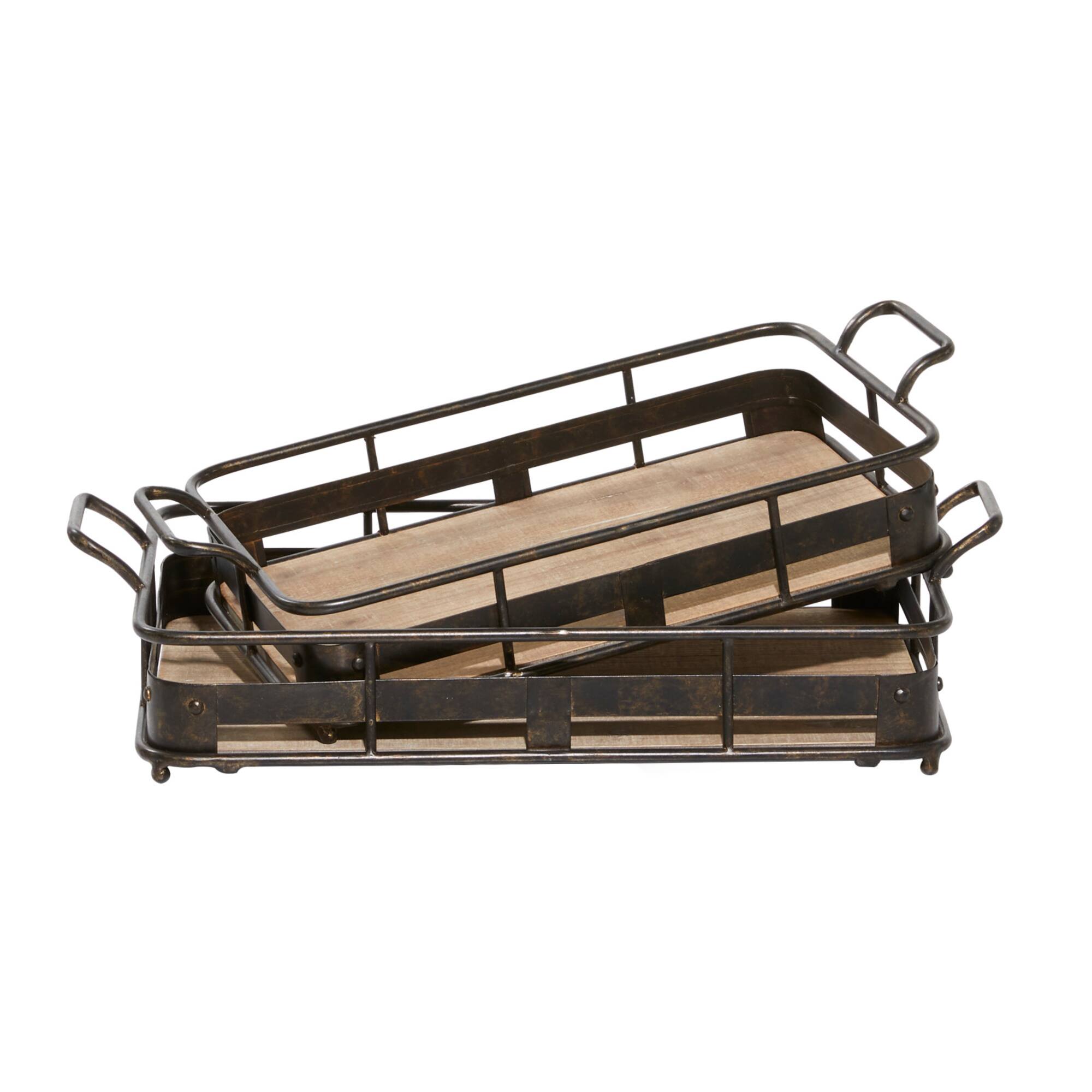 Brown Metal Industrial Tray Set
